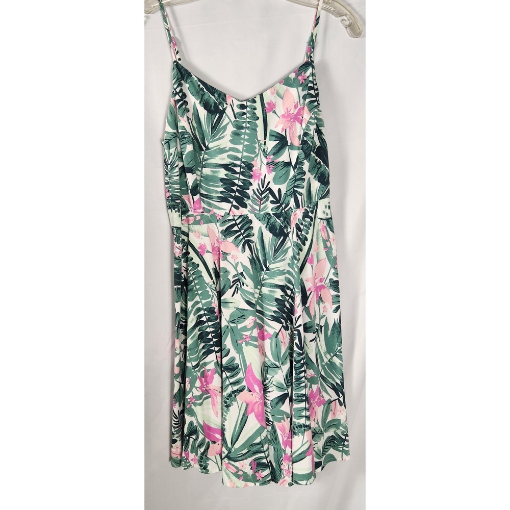 Old Navy Juniors Fit-Flare Aloha/Coconutgirl/Y2K/Indie Cami Pink Palm Sundress L - Picture 4 of 11